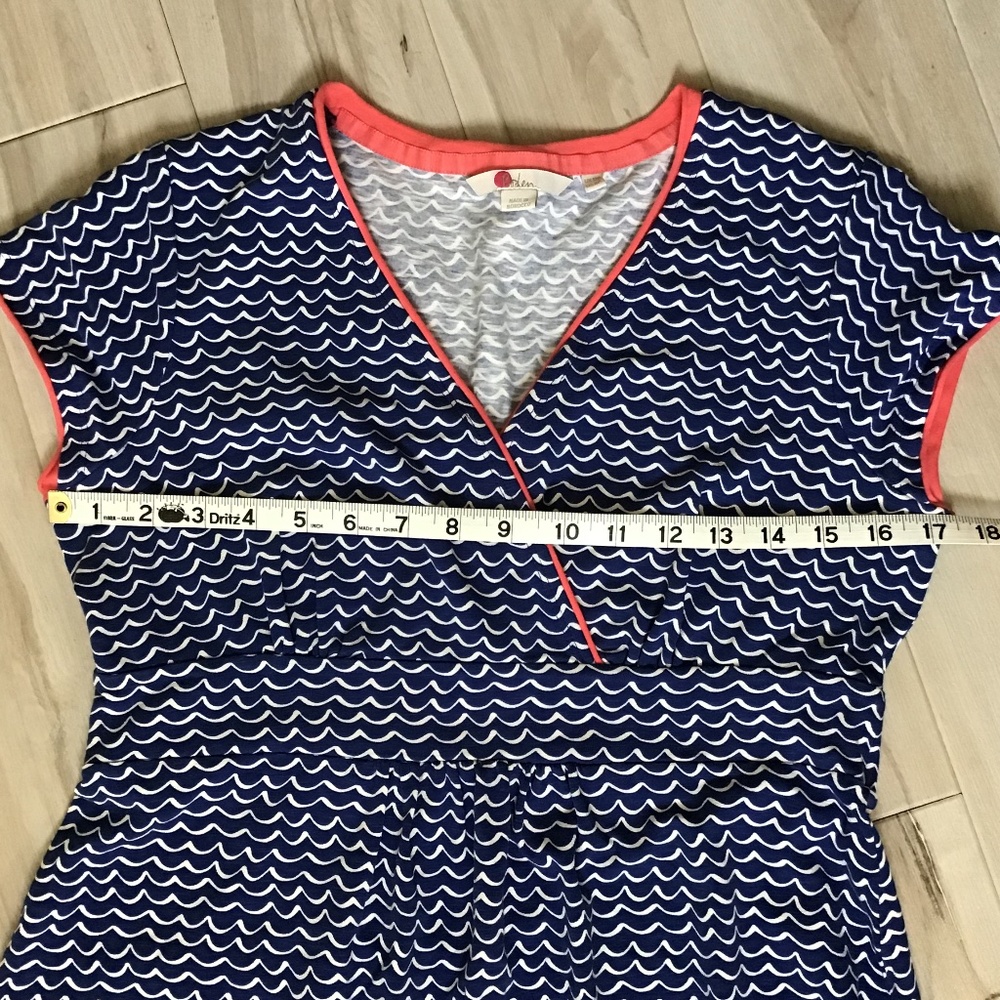 Boden Summer Dress Women’s 8 Petite Blue White Coral Like New - Picture 8 of 15